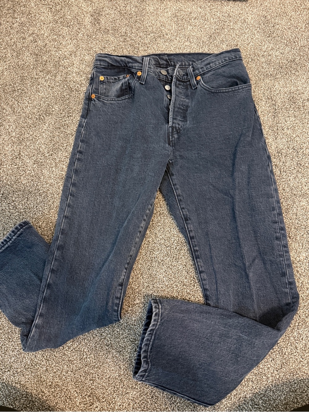 Dark Wash High-Rise 501 Levi straight leg jeans